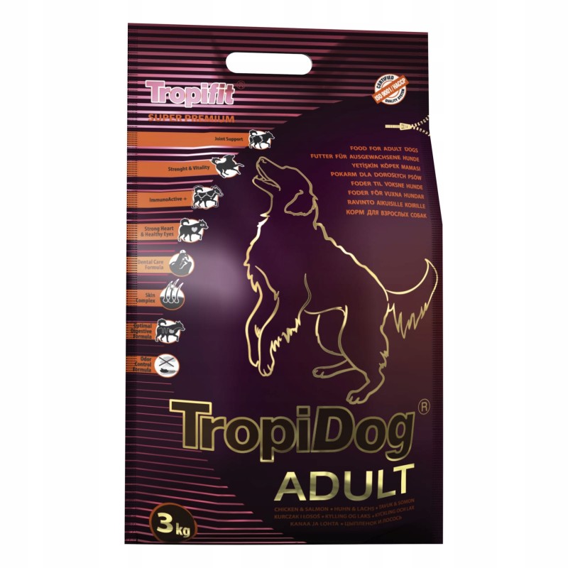 TropiDog Super Premium sucha karma dla dużych psów kurczak łosoś 3kg