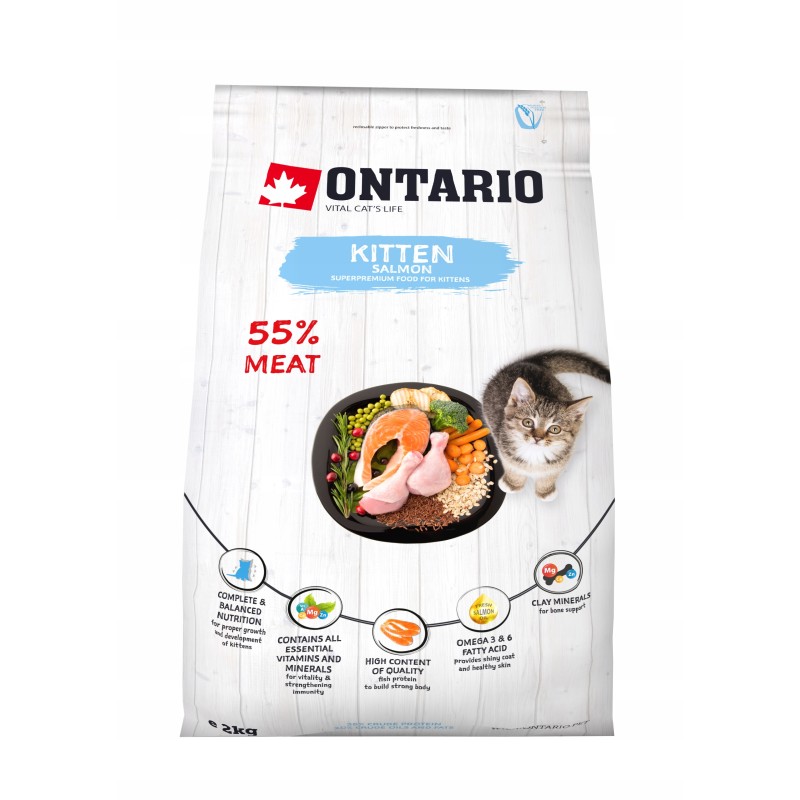 ONTARIO Kitten Salmon sucha karma dla kociąt z łososiem 2kg
