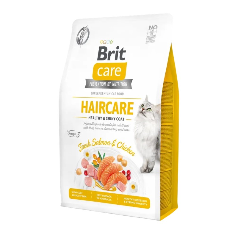 Brit Care Cat Haircare Łosoś i Kurczak bezzbożowa sucha karma dla kotów 2kg