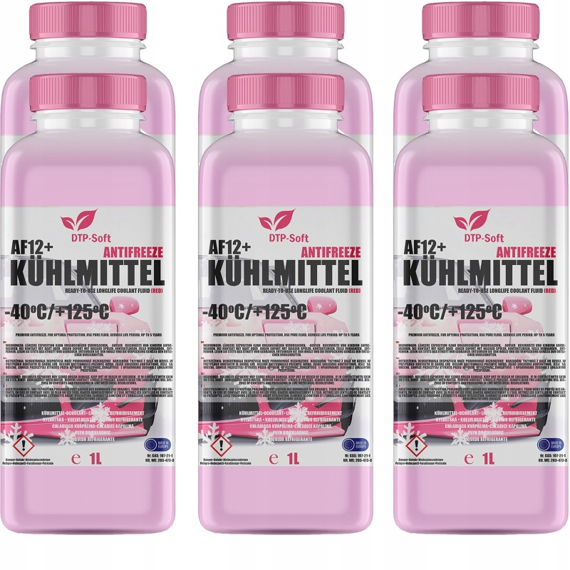 6x 1L PŁYN CHŁODNIC CHŁODNICZY -35 C CZERWONY do AUDI BMW VW PREMIUM TOP