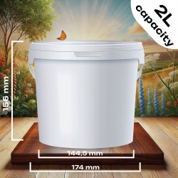 2L Wiaderko Plastikowe wiadro z pokrywą ATEST spożywcze TOP Białe