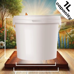 1L Wiaderko Plastikowe wiadro z pokrywą ATEST spożywcze TOP  BIAŁE