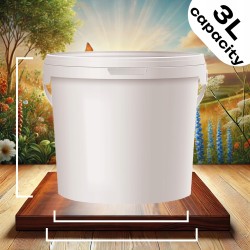 3L Wiaderko Plastikowe wiadro z pokrywą ATEST spożywcze Białe