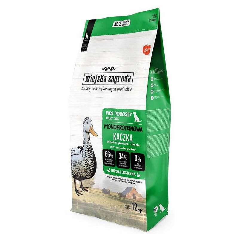 12kg Karma Sucha Wiejska Zagroda Monoprotein M Adult Kaczka Monobiałkowe