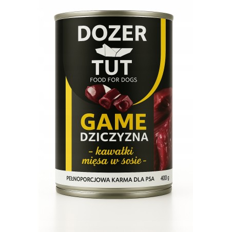 Dozer TUT 400g mokra karma dla psa bogata w dziczyznę 415g
