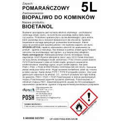 BIOETANOL BIOPALIWO do kominków pomarańcza 5L