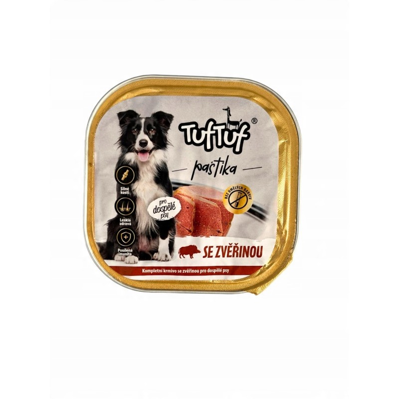 MOKRA KARMA DLA PSA TUFTUF TACKA PASZTET DZICZYZNA 300g