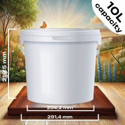10x10L Wiaderko Plastikowe wiadro z pokrywą ATEST spożywcze BIAŁE