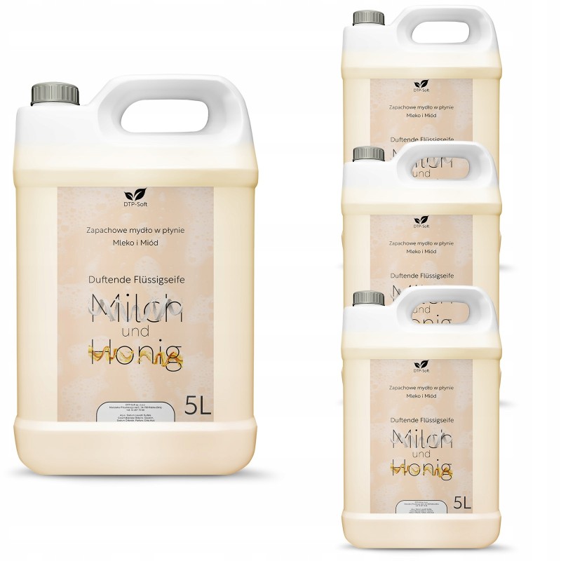Mydło w płynie do mycia rąk zapachowe mleko i miód 4x5 litrów TOP