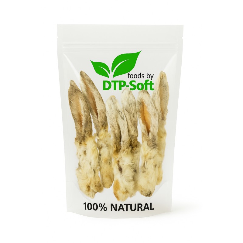 500 g Suszone Uszy Królika z Futrem Królik Naturalny Przysmak dla Psa 500g