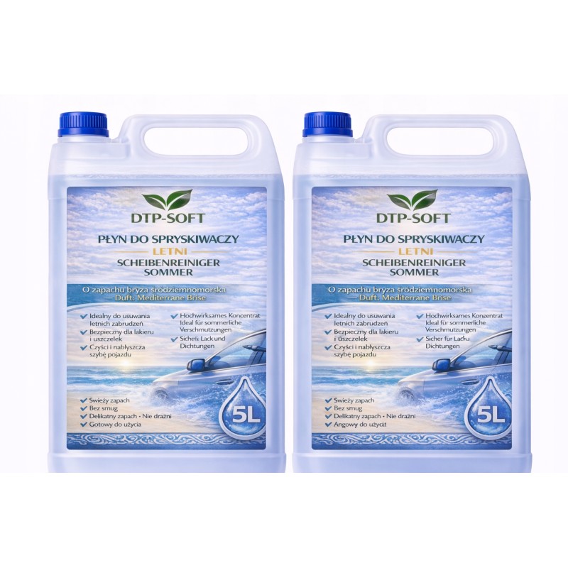 10L Płyn do spryskiwaczy letni 2 x 5 litrów Świeża Bryza Oceanu Premium