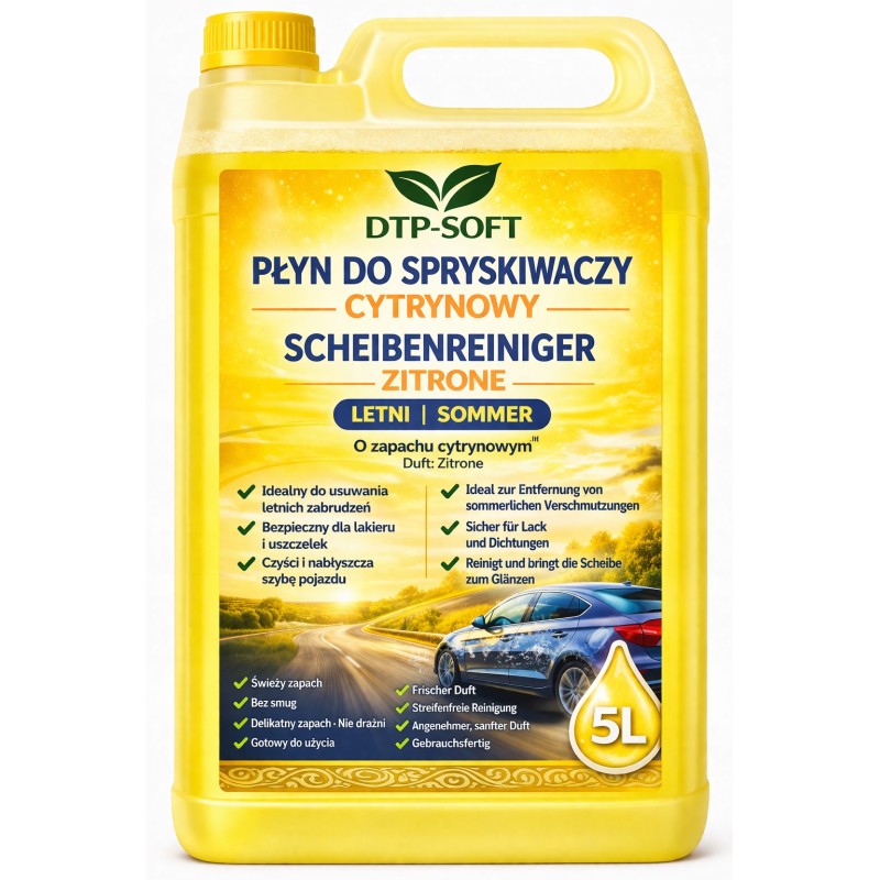 5L Płyn do spryskiwaczy letni cytrynowy 5 litrów Premium Świeża Cytryna