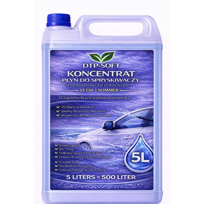 Płyn do spryskiwaczy letni KONCENTRAT 1do100 Świeża Bryza Oceanu 5Lna500L