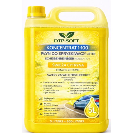 Płyn do spryskiwaczy letni KONCENTRAT 1do100 Świeża Cytryna 5L na 500L