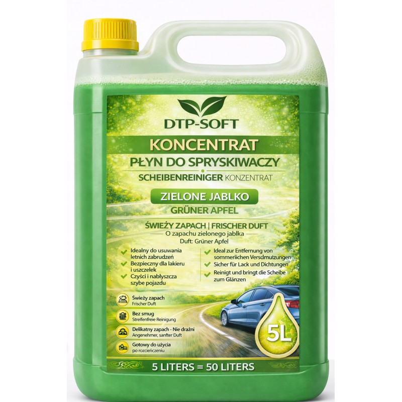Płyn do spryskiwaczy letni KONCENTRAT Zielone Jabłko 5L na 50L
