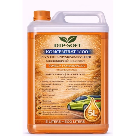 Płyn do spryskiwaczy letni KONCENTRAT 1do100 Świeża Pomarańcza 5Lna500L
