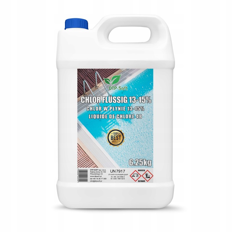 5L Podchloryn Sodu 15% | Chlor w Płynie do Basenu i Studni | Premium