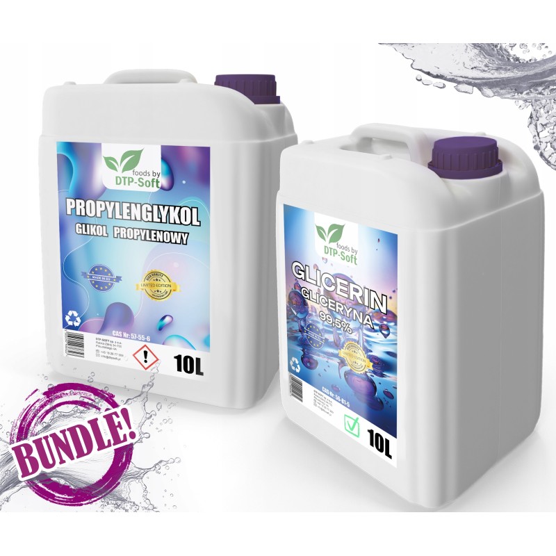 20L GLICERYNA ROŚLINNA I GLIKOL PROPYLENOWY 2 x 10 litrów ZESTAW PREMIUM