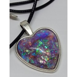 Wisiorek serce fake opal -...