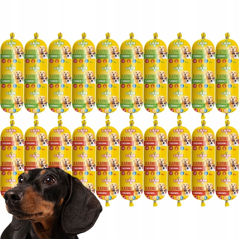 Baton ŁAPA dla psa 30 x 900g mix zestaw 2 smaki PREMIUM Kiełbasa, Pasztet