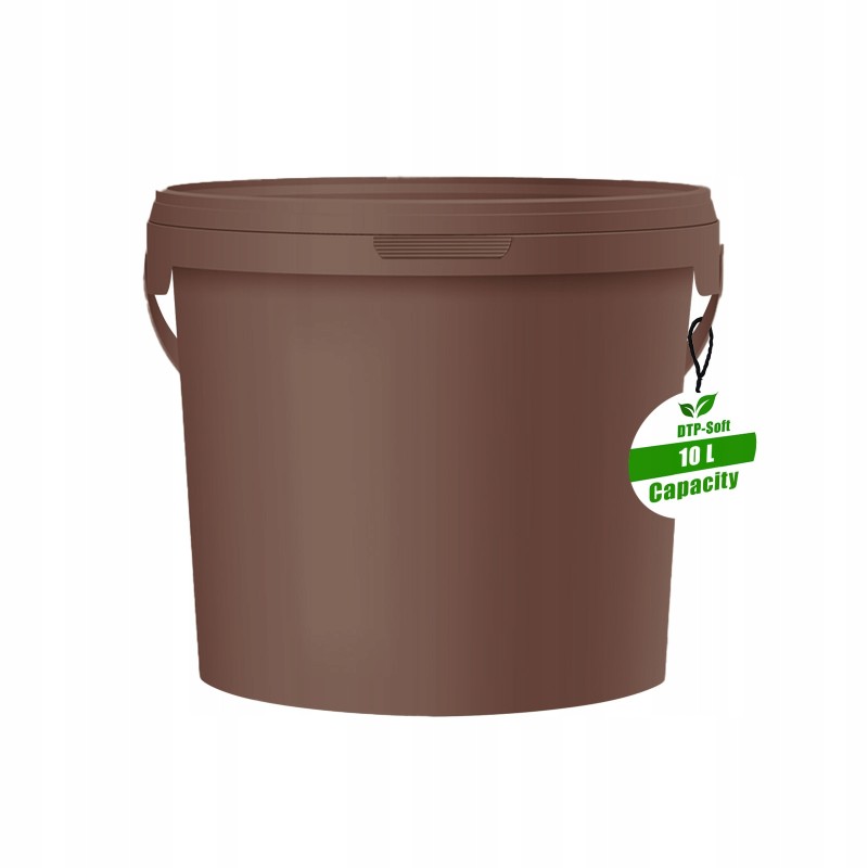 10L WIADRO WIADERKO PLASTIKOWE Z POKRYWKĄ 10 L ATEST 10 Litrów BRĄZOWE