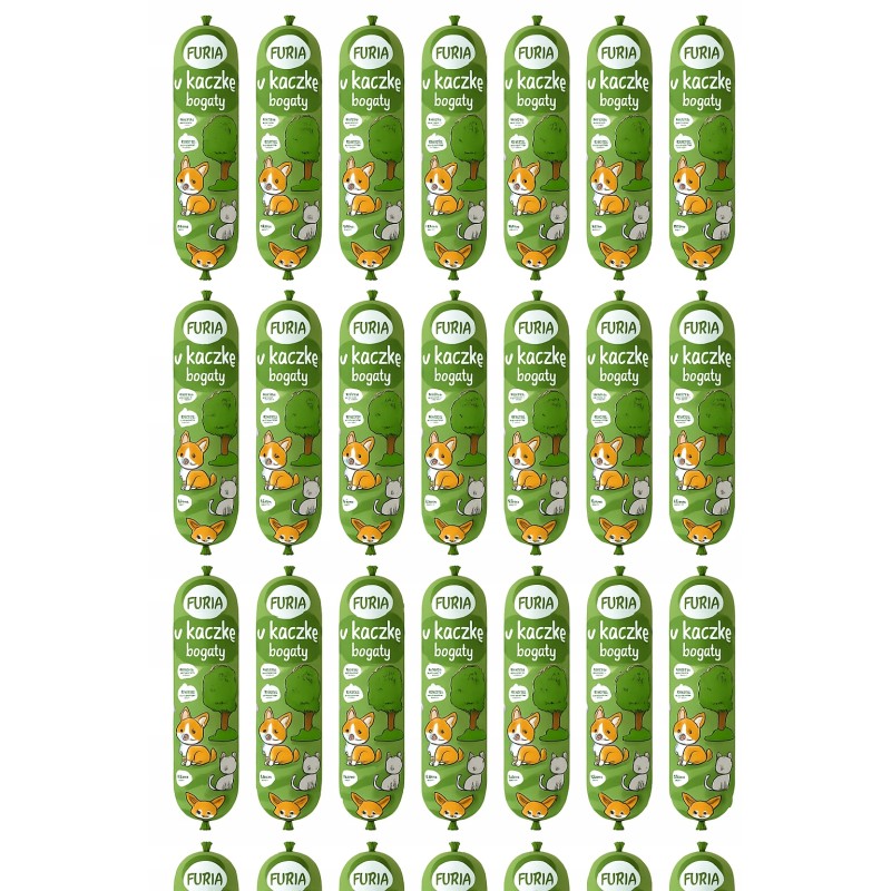 Karma Premium dla psa baton kaczka 1kg Furia 80% mięsa witaminy 30 x 1000g